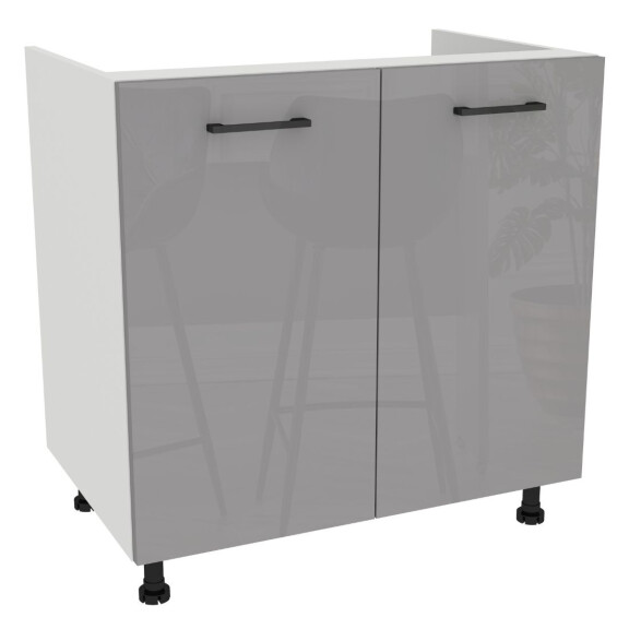 Szafka stojąca zlewozmywakowa VERSO 80 cm biały mat/akryl szary połysk 