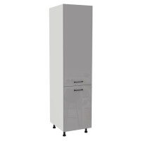 Szafka stojąca słupek kuchenny VERSO 50x207-212 cm biały mat/akryl szary połysk 