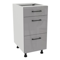 Szafka stojąca z trzema szufladami Slim cichy domyk VERSO 40 cm biały mat/akryl szary połysk 