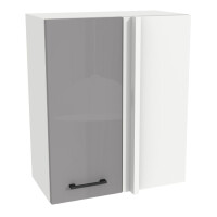 Szafka wisząca narożna uniwersalna VERSO 65x35 cm biały mat/akryl szary połysk 