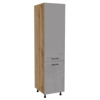 Szafka stojąca słupek kuchenny VERSO 50x207-212 cm dąb evoke/akryl szary połysk 