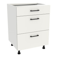 Szafka stojąca z trzema szufladami Slim cichy domyk VERSO 60 cm biały mat/biały mat 