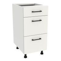 Szafka stojąca z trzema szufladami Modern cichy domyk VERSO 40 cm biały mat/biały mat 