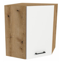 Szafka wisząca narożna uniwersalna VERSO 60x60 cm dąb evoke/biały mat 