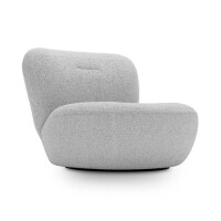 Fotel obrotowy do salonu Fossil szary tkanina boucle