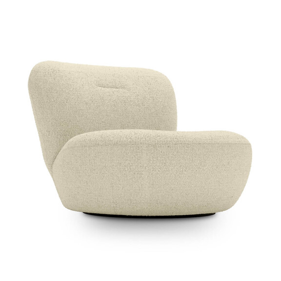 Fotel obrotowy do salonu Fossil beżowy tkanina boucle