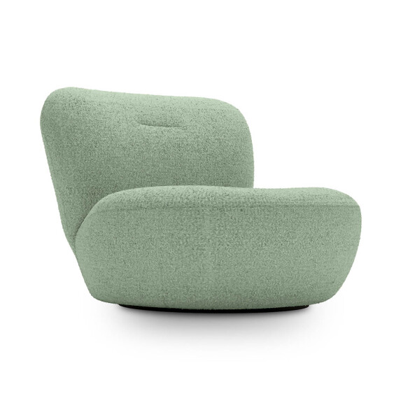 Fotel obrotowy do salonu Fossil zielony tkanina boucle