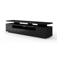 Szafka RTV Eva 195 cm czarny mat / czarny połysk