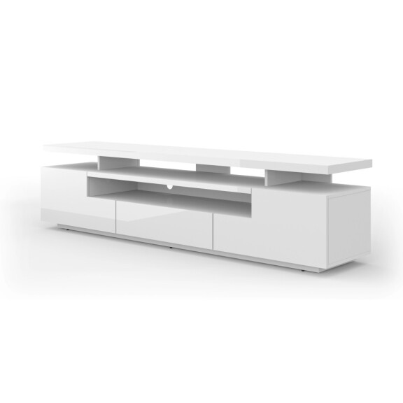 Szafka RTV Eva 195 cm biały mat / biały połysk