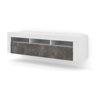 Szafka RTV Moreno 160 cm uniwersalna wisząca stojąca biały mat / beton ciemny