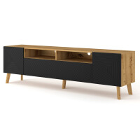 Szafka RTV LUXI 195 cm dąb artisan / czarny mat