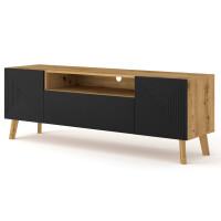 Szafka RTV LUXI 160 cm dąb artisan / czarny mat