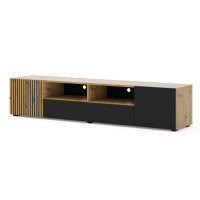 Szafka RTV Auris 200 cm dąb artisan czarny mat