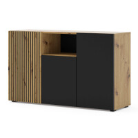 Komoda Auris 3D 135 cm dąb artisan czarny mat