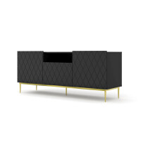 Szafka RTV Diuna 2D1K 145 cm czarny mat MDF rama