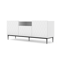 Szafka RTV Diuna 2D1K 145 cm biały mat MDF czarna rama