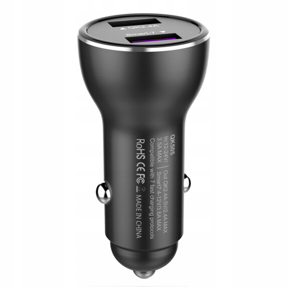 Ładowarka samochodowa szybka 2xUSB QC 3.0 SCP 4,8A GM605