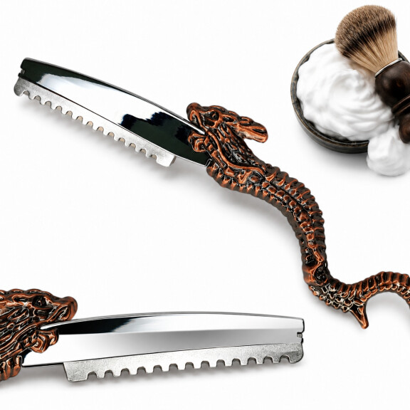Professionell rakknivsbarberare i drakbrun stil