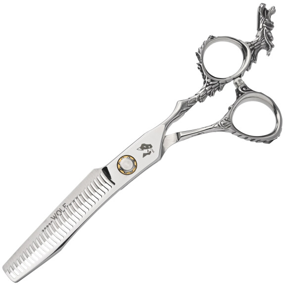 WOLF Degloving högerhandssax 6.0 Silvero offset frisörsax för salongen Professionell linje