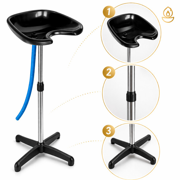 Portabelt hårtvättställ för frisör och barberare, justerbart på stativ