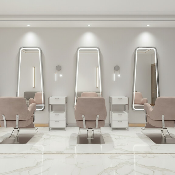 Konsol konsolet frisör spegel aluminiumram LED 180x80 STD