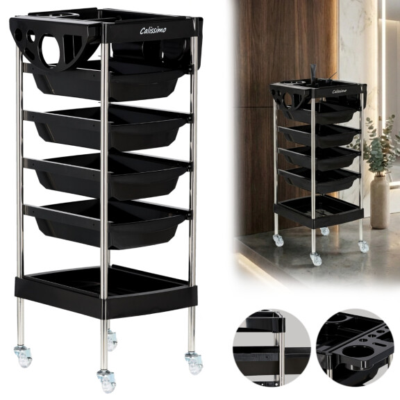 Frisörassistent vagn rullbord på hjul för färgning X7 till skönhetsalongen skåp med lådor