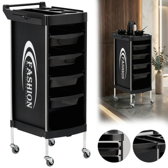 Frisörassistent vagn rullbord på hjul för färgning X11-8 till skönhetsalongen skåp med lådor