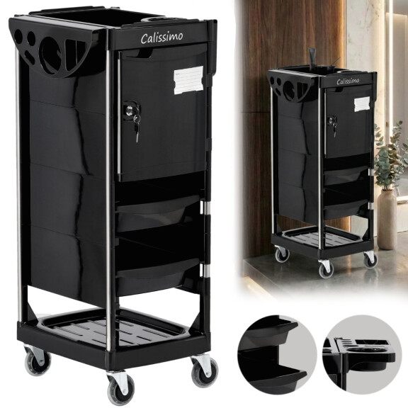 Frisörassistent vagn rullbord på hjul för färgning X10-C till skönhetsalongen skåp med lådor