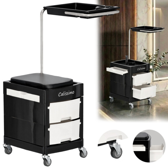 Frisörassistent vagn rullbord på hjul för färgning X16 till skönhetsalongen skåp med lådor