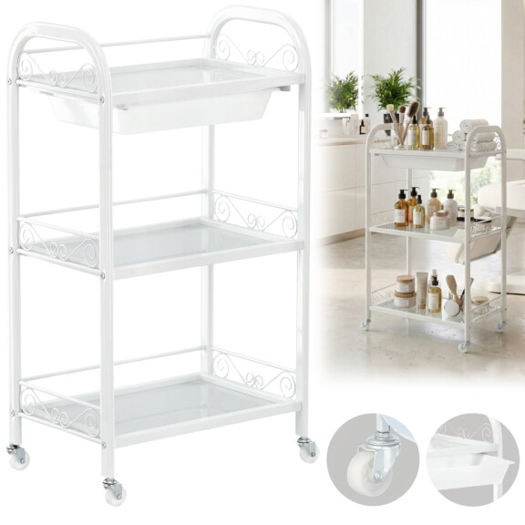 Frisörassistent vagn rullbord på hjul för färgning B74-ST021 till skönhetsalongen skåp med lådor