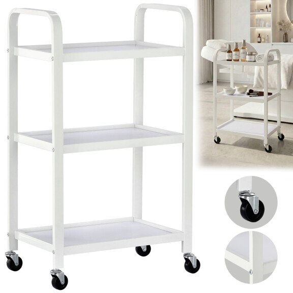 Kosmetisk frisörassistent till salongen, universell skåpvagn med tre hyllor och hjul