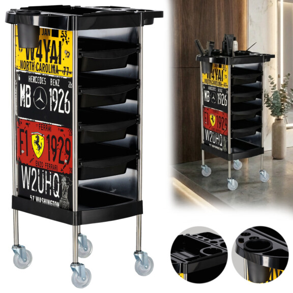 Frisörassistent vagn rullbord på hjul för färgning X11-B till skönhetsalongen skåp med lådor