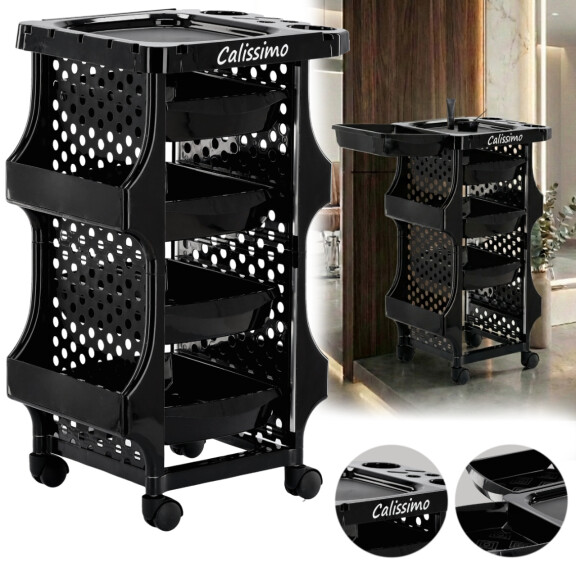 Frisörassistent vagn rullbord på hjul för färgning W-X126 till skönhetsalongen skåp med lådor