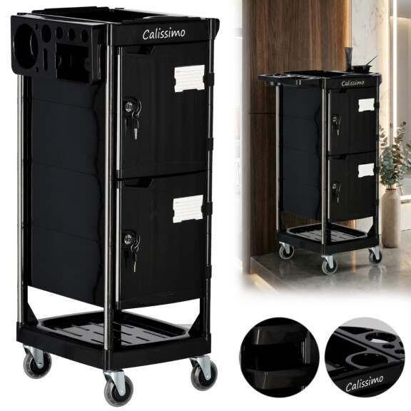 Frisörassistent vagn rullbord på hjul för färgning X10 till skönhetsalongen skåp med lådor