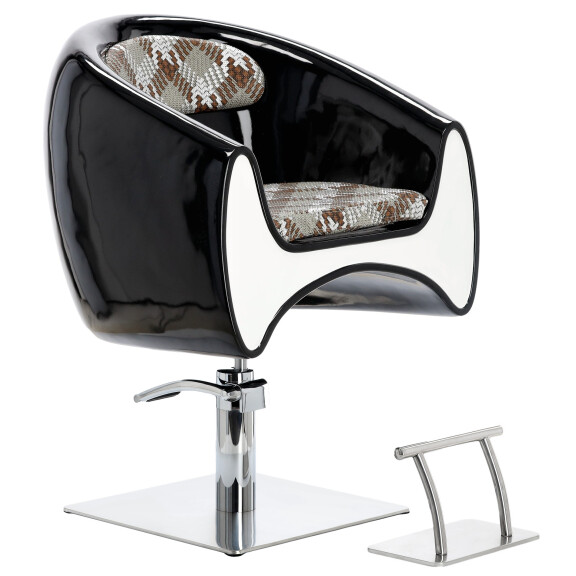 Hydraulisk frisörstol med roterande fotstöd för frisörsalongen