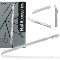 Dubbeländad nagelbandspusher vass för nagelbandsstyling manikyr pedikyr salong SPA rostfritt stål silver