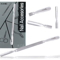 Dubbeländad nagelbandspusher vass för nagelbandsstyling manikyr pedikyr salong SPA rostfritt stål silver