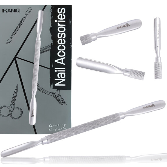 Dubbeländad nagelbandspusher vass för nagelbandsstyling manikyr pedikyr salong SPA rostfritt stål silver