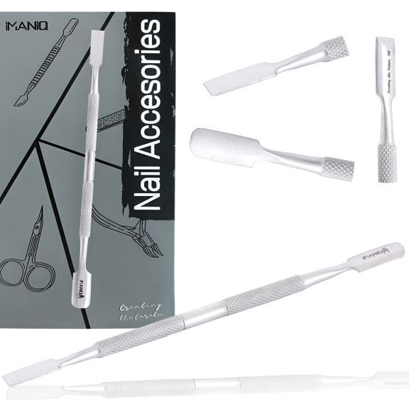 Dubbeländad nagelbandspusher vass för nagelbandsstyling manikyr pedikyr salong SPA rostfritt stål silver