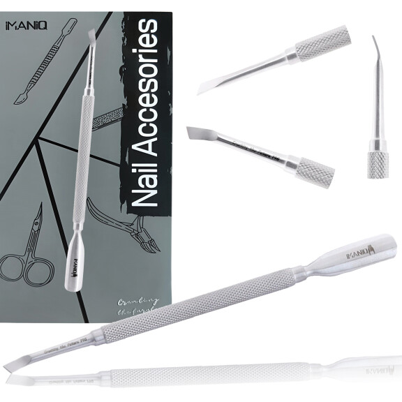 Dubbeländad nagelbandspusher vass för nagelbandsstyling manikyr pedikyr salong SPA rostfritt stål silver