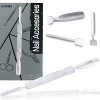 Dubbeländad nagelbandspusher vass för nagelbandsstyling manikyr pedikyr salong SPA rostfritt stål silver