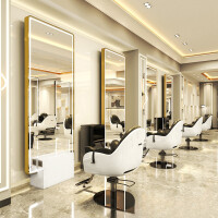 Frisörkonsol barberkonsol frisörspegel LED aluminiumram 200x80 PRO
