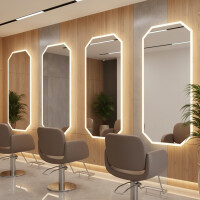 Frisörkonsol barberkonsol frisörspegel LED 170x70 PRO akryl