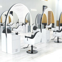 Frisörkonsol barberkonsol frisörspegel LED aluminiumram 200x120 PRO