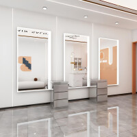 Frisörkonsol barberkonsol frisörspegel LED 200x80 PRO akryl