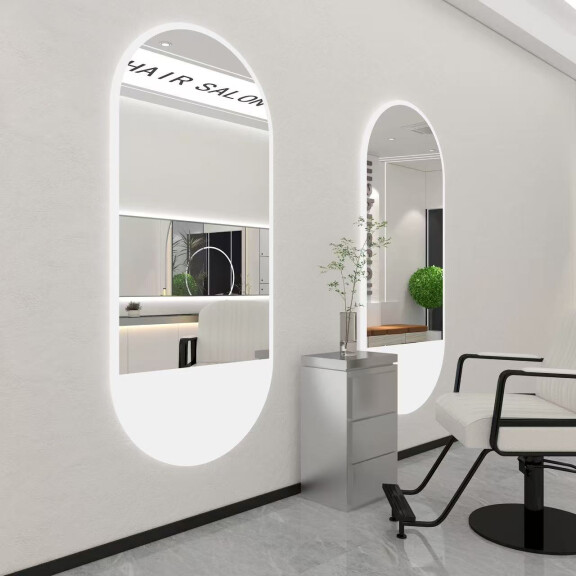 Frisörkonsol barberkonsol frisörspegel LED 200x80 PRO akryl