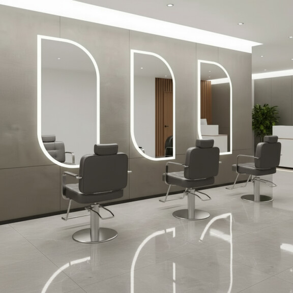 Barberkonsol frisörkonsol frisörspegel LED 170x70 PRO akryl