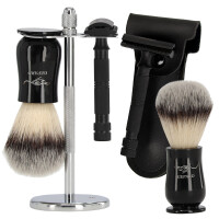 Barberarsats rakkniv borste ställ etui barberare
