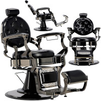 Barber hydraulisk barberarstol för barbershop Logan Black Shiny Barbering salong