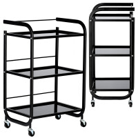 Kosmetisk frisörassistent till salong 1027A universell skåpvagnsbord med tre glashyllor